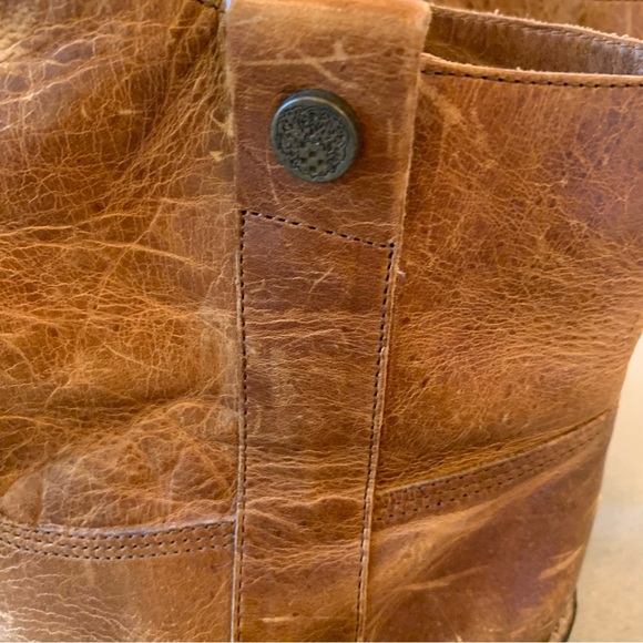 Vince Camuto sz 8 Maxon Caramel Leather Women's Ankle Western Boots Distressed - Picture 6 of 9